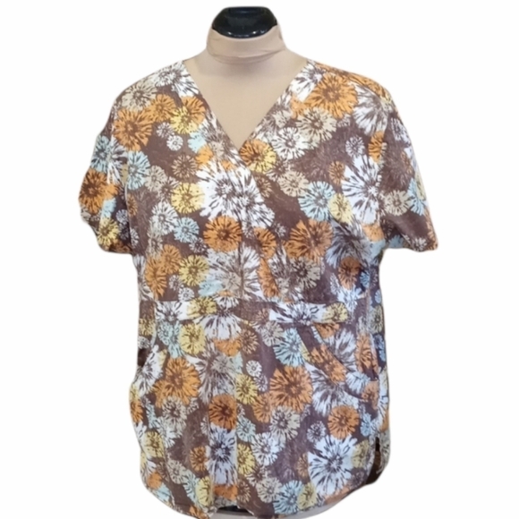 Nurse mates Bella size 2x fall colors scrub top - Picture 1 of 8